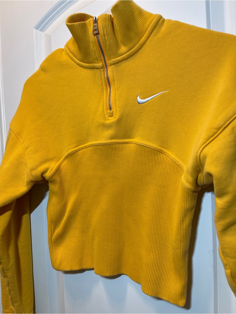 Nike Women's Yellow Cropped Half-Zip Sweatshirt